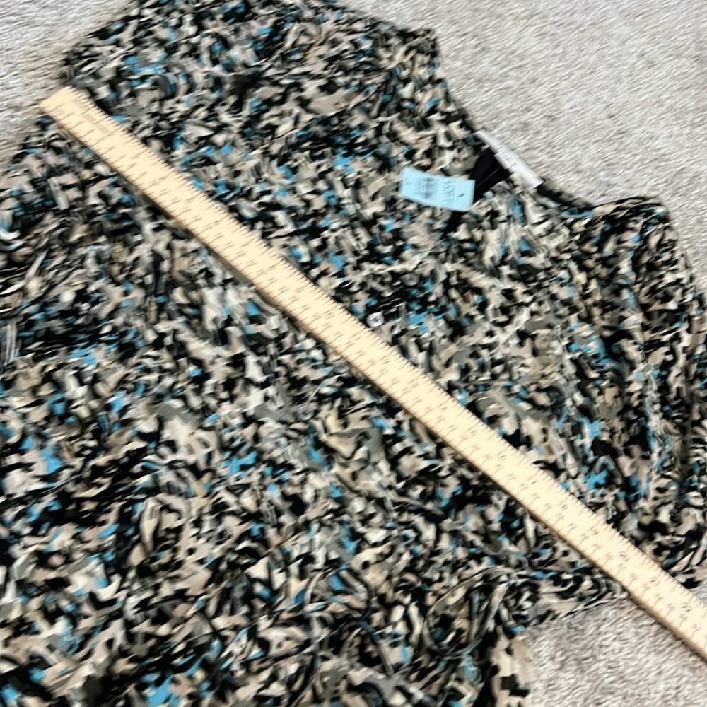 NWT Loft Dress Large Petite LP black blue abstract career business casual soft - Picture 15 of 16